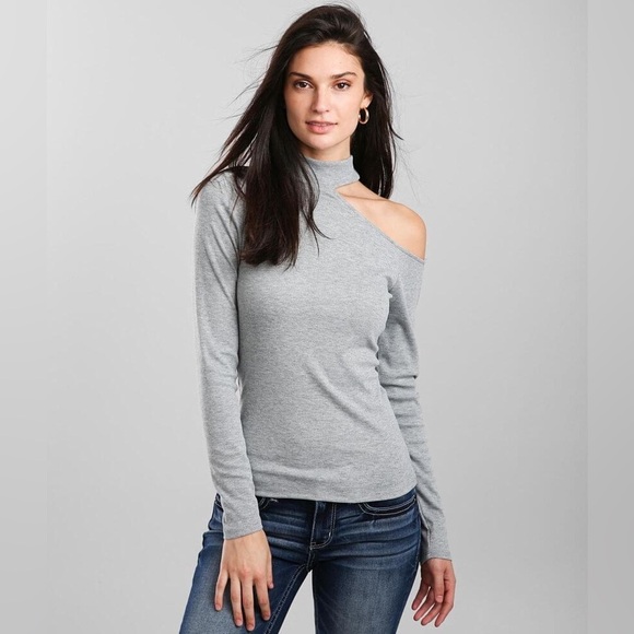 BKE Tops - RED BY BKE Mock Neck One Cold Shoulder Top Size Large NWT